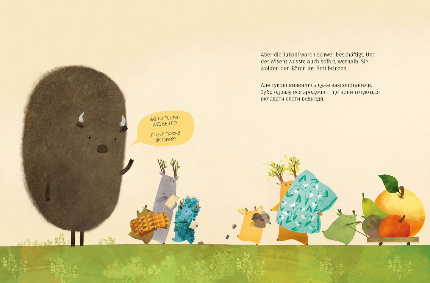 De bizon zoekt een nest / Зубр шукає гніздо | Українсько-голландська двомовна книжка з аудіокнигами та сімейним оповіданням